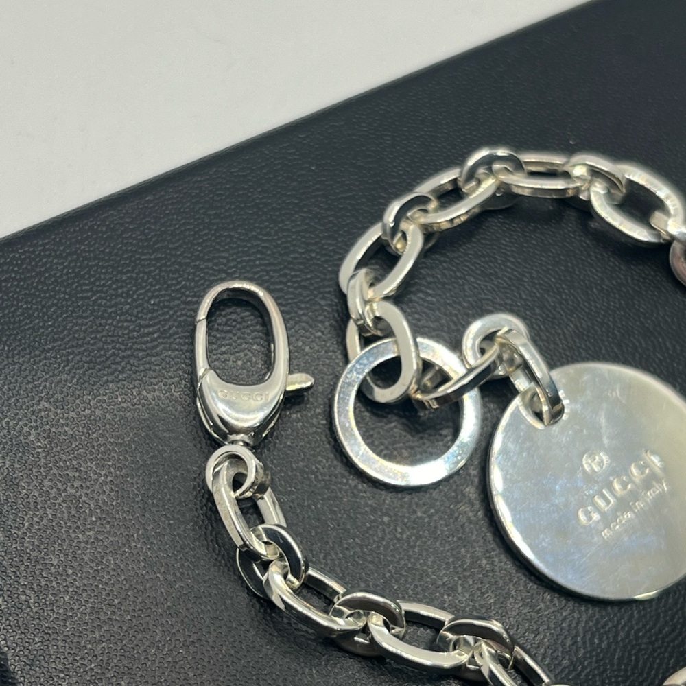 Gucci Bracelet Sterling Silver round dangle w box & pouch - Picture 6 of 16